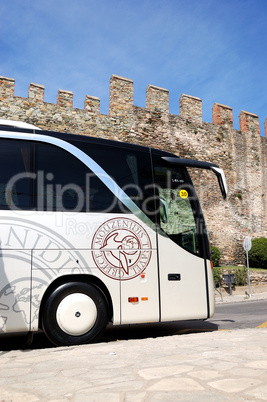 THESSALONIKI CITY, GREECE - APRIL 25: The modern bus for tourist