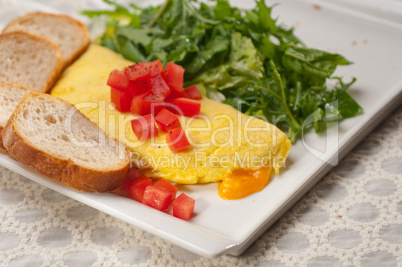 cheese ometette with tomato and salad