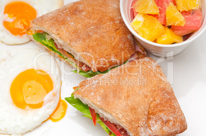 ciabatta panini sandwich eggs tomato lettuce