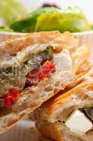 ciabatta panini sandwichwith vegetable and feta