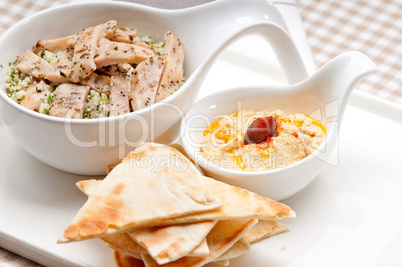 chicken taboulii couscous with hummus