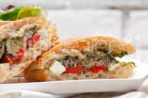 ciabatta panini sandwichwith vegetable and feta