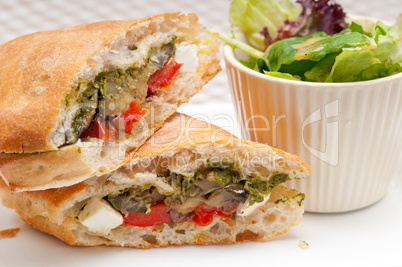 ciabatta panini sandwichwith vegetable and feta