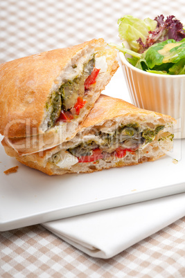 ciabatta panini sandwichwith vegetable and feta