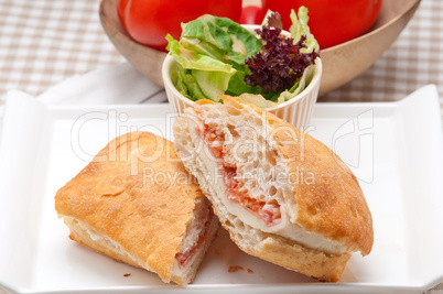 ciabatta panini sandwich with parma ham and tomato