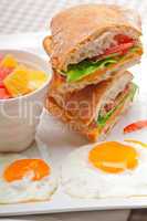 ciabatta panini sandwich eggs tomato lettuce