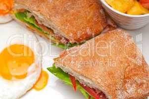 ciabatta panini sandwich eggs tomato lettuce