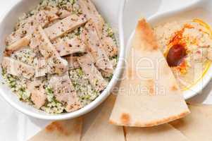 chicken taboulii couscous with hummus