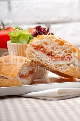 ciabatta panini sandwich with parma ham and tomato