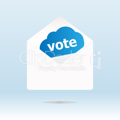 cover envelope with vote text on blue cloud
