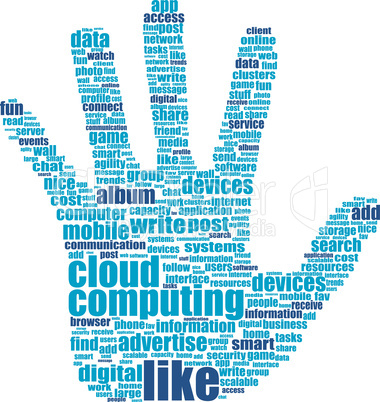 hands, which is composed of text keywords on social media themes