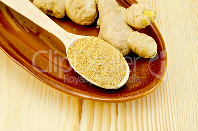 Ginger fresh and dried on a clayware