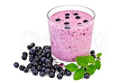 Milkshake with blueberries and a sheet