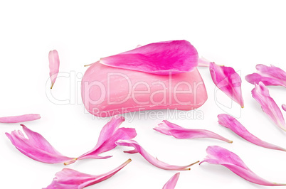 Soap pink with peony petals