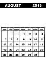 August calendar 2013