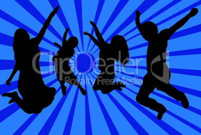 Jumping Family Silhouette