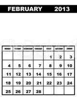 February calendar 2013