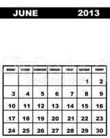 June calendar 2013