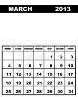 March calendar 2013