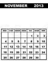November calendar 2013