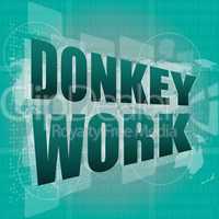 donkey work text on digital touch screen interface