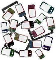 smart phones set on white background