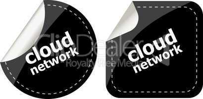 Abstract paper speech bubble on. cloud network text stickers set