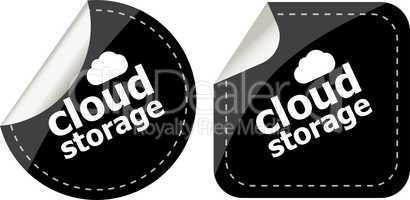 cloud storage - black cloud computing icon stickers set