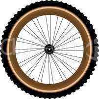 Front wheel of a mountain bike isolated on white
