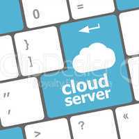 cloud server words concept on blue button of the keyboard