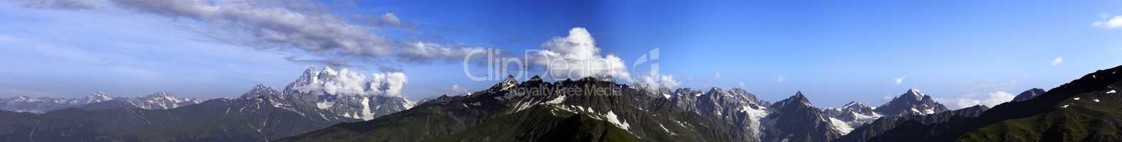 Large panorama of summer mountains