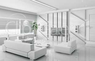 Modern white living room interior 3d