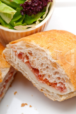 ciabatta panini sandwich with parma ham and tomato