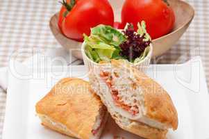 ciabatta panini sandwich with parma ham and tomato