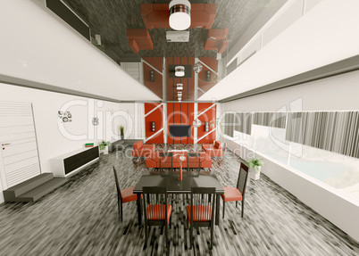 Interior of modern apartment 3d render