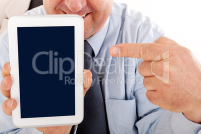 Businessman shows on Tablet PC