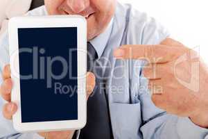 Businessman shows on Tablet PC