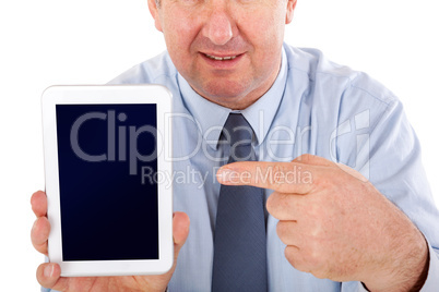 Businessman shows on Tablet PC