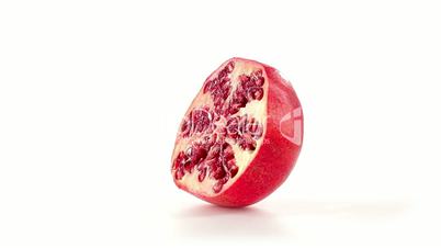 Pomegranate cut in half front view