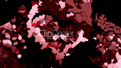 Shattered glass: red broken heart shape. Alpha is included
