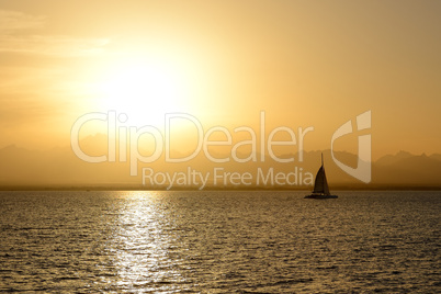 Sunset and yachts on Red Sea, Hurghada, Egypt