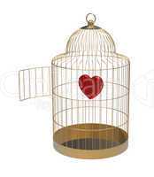 bird cage with heart