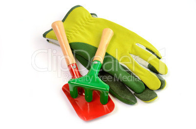 Gloves with garden tools