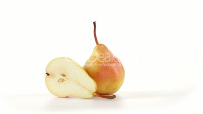 Pear cut in half front view