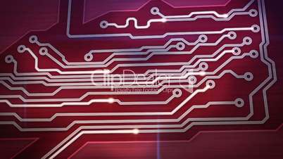 red digital circuit board and signals pan loop
