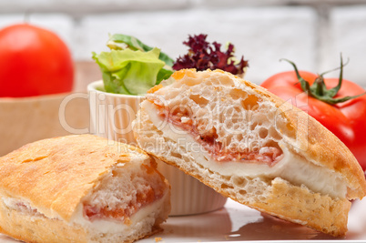 ciabatta panini sandwich with parma ham and tomato