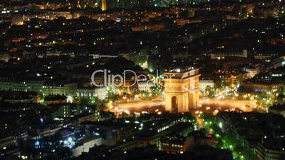 Etoile seen from Eiffel Tower, time-lapse night