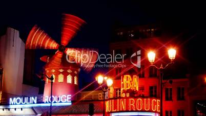 Moulin Rouge in Paris, time lapse night