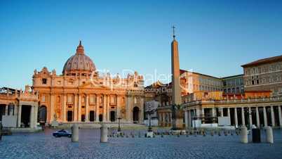 time-lapse with St Peter's Square in Vatican in sunset