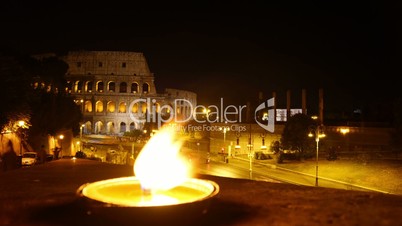 Colosseum ancient atmosphere at present time,time-lapse